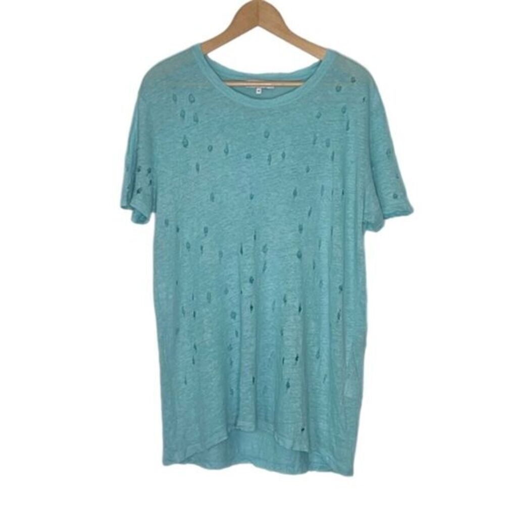 IRO Women’s Clay Linen Tee Aqua - Picture 2 of 6